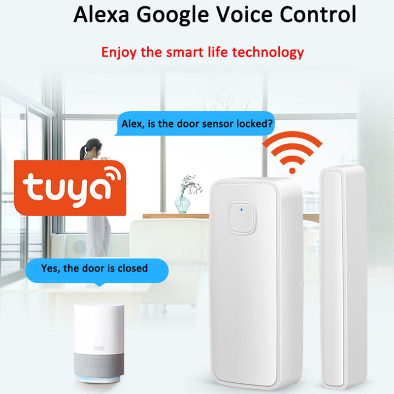 Tuya app wi-fi sem fio porta de contato para o sistema de alarme de segurança em casa sensor de alarme de porta detector
