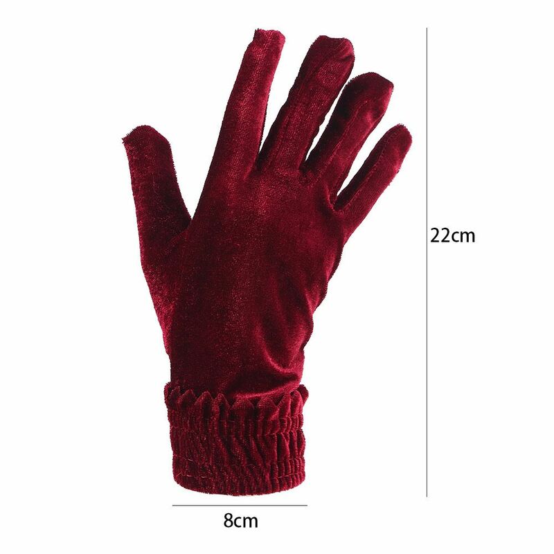 Cycling Outdoor Warm Autumn Women Soft Gold Velvet Gloves Elastic Driving Gloves Full Finger Mittens