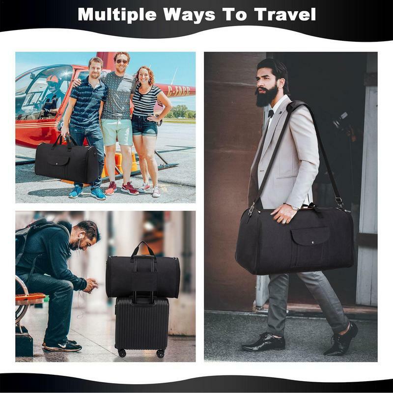 Carry On Duffle Bag Convertible Overnight Clothing Suitcase Waterproof Duffle Bag For Suit Shirts Dress Shoes Underwear Socks