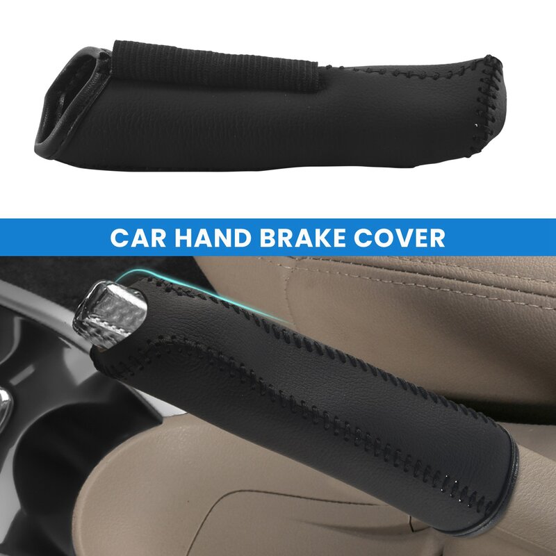 Leather Hand Brake Cover Protective Sleeve For Honda / Accord / Civic 8, Black + black line