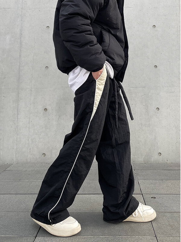Pantalones de chándal de pierna ancha para hombre y mujer, ropa de calle elegante, estilo coreano Harajuku, informal, tecnología de paracaídas, Y2K