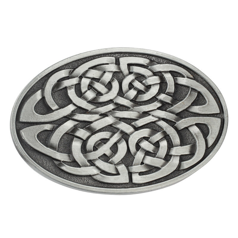 Woman Oval Alloy Belt Buckle with Celtic Knot Pattern
