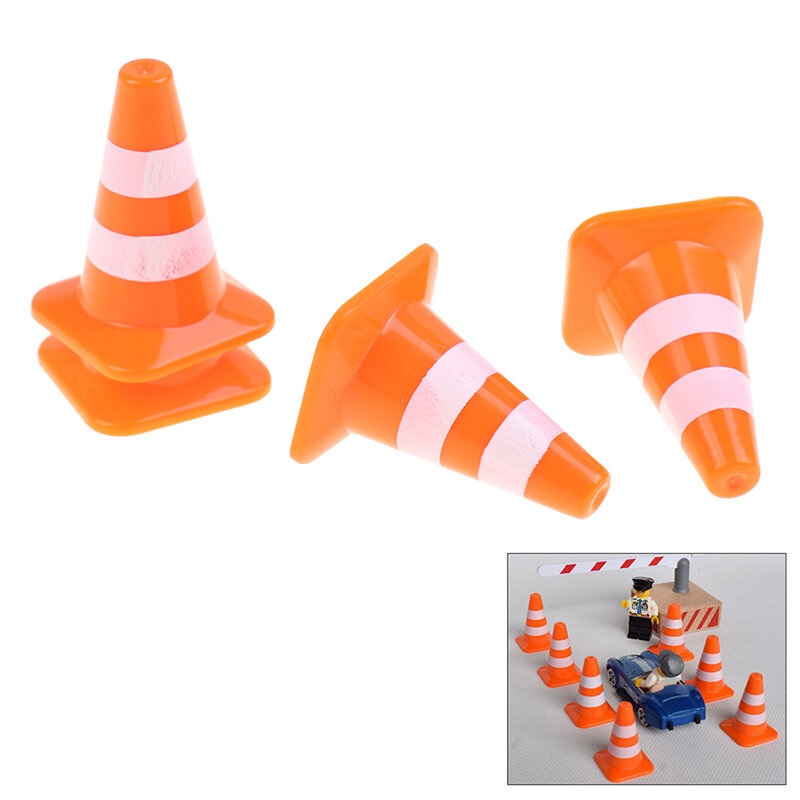 7 szt. Mini plastikowe szyszki drogowe zabawki treningowe znaki blokady dla dzieci zabawka edukacyjna DIY do lalek wystrój domu