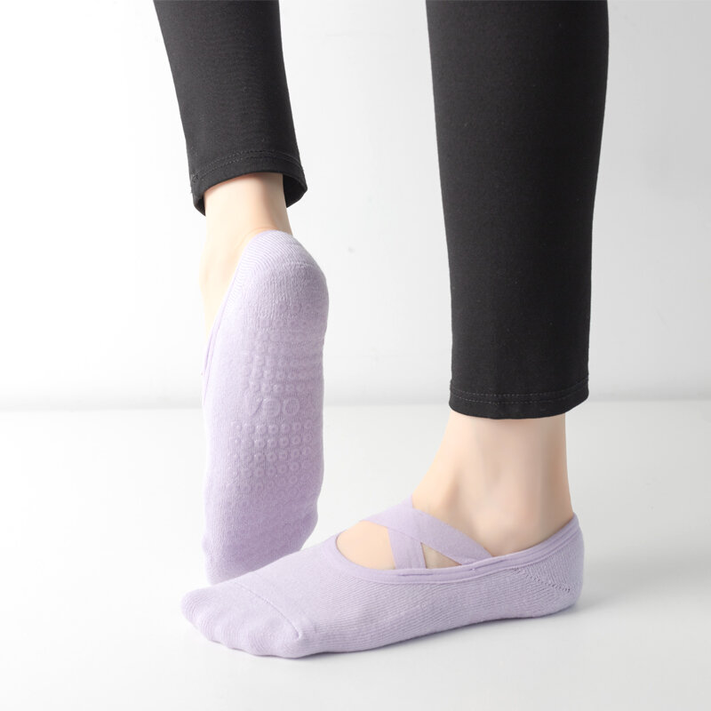 Socks Breathable Towel Bottom Yoga Women Silicone Non-Slip Bandage Pilates Sock Ladies Ballet Dance Fitness Workout Cotton Socks