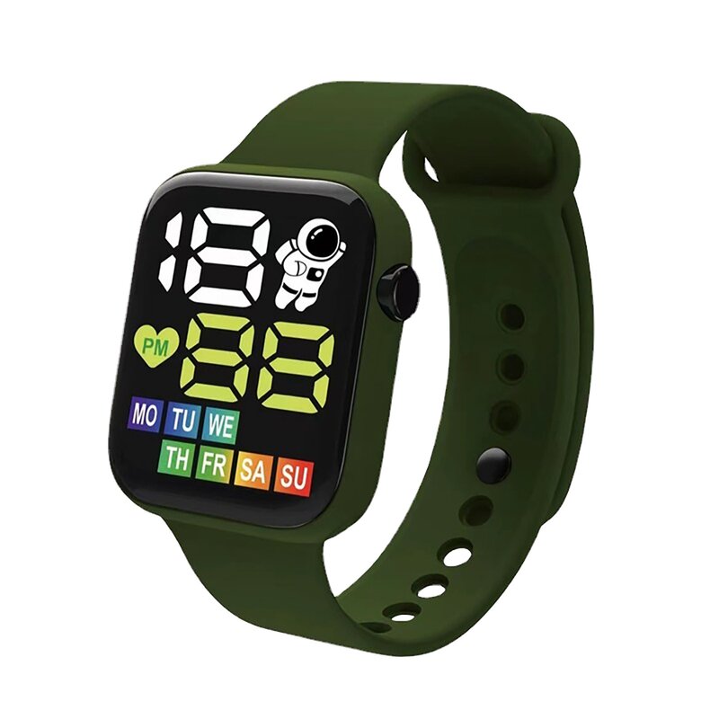 Kinder Trend elektronische Uhr Display Woche Outdoor Casual Sport Leben wasserdichte Uhr quadratisches Zifferblatt Silikon armband Uhren