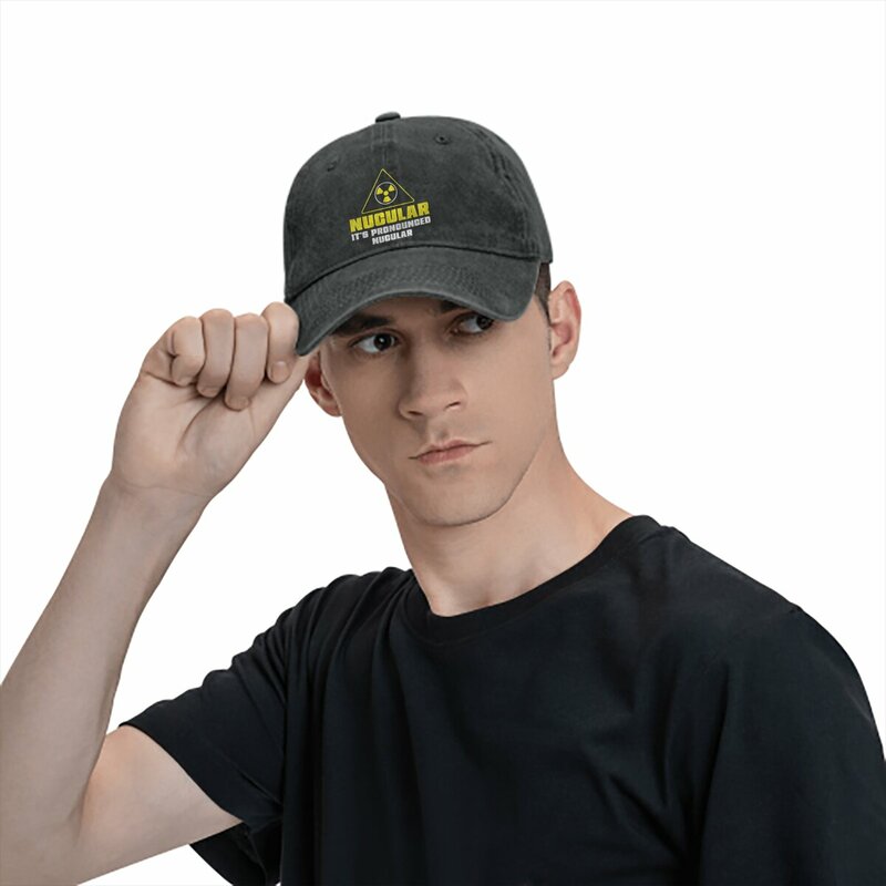 หมวกเบสบอลกันรังสีของวิศวกรนิวเคลียร์หมวกมีปีกกันแดดสำหรับผู้ชายหมวกสัญลักษณ์รังสี