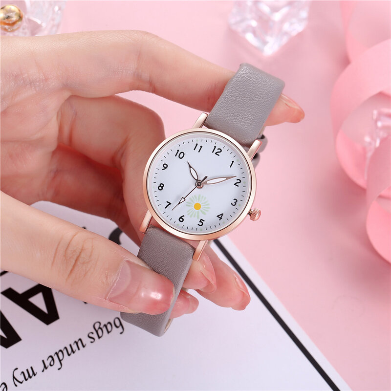 여성용 야광 손목 시계, 캐주얼 가죽 스트랩 쿼츠 시계, 트렌디한 여성용 시계, 심플한 시계