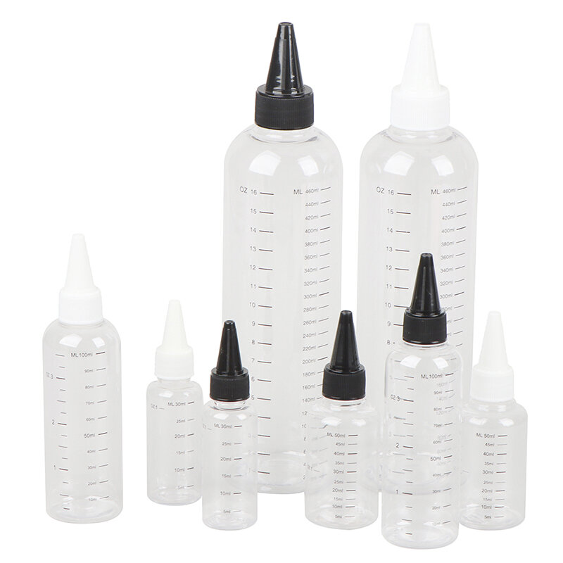 Botella de plástico PET rellenable, Gotero para aceite líquido, tapa superior giratoria, contenedores de tinta para pigmento de tatuaje
