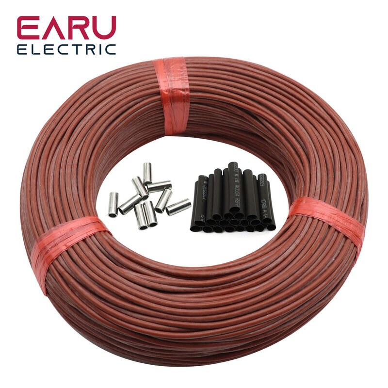Cable calefactor de fibra de carbono para suelo, bobina eléctrica de 5-100 metros, 12K, 33ohm/m, 2,0mm, engrosamiento
