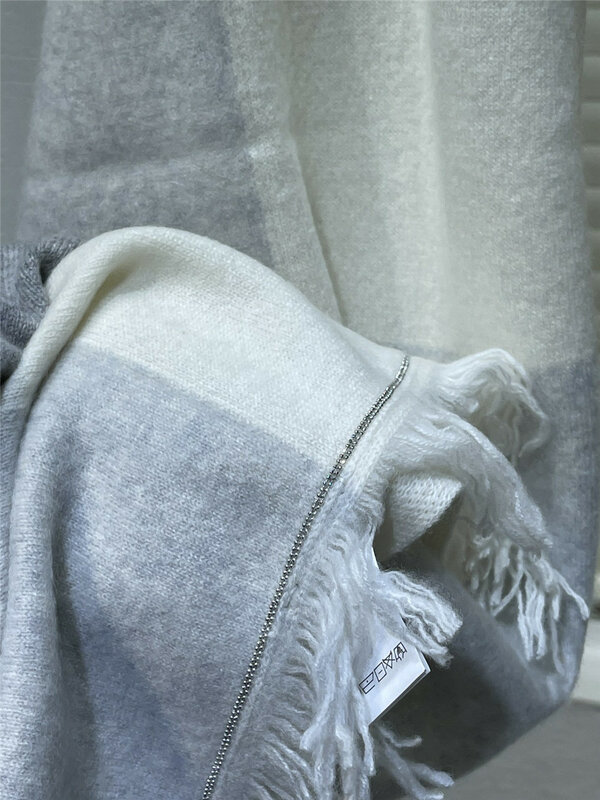 Beading Cadeia borlas lenço de malha para homens e mulheres, 100% Cashmere Shawl, inverno, novo