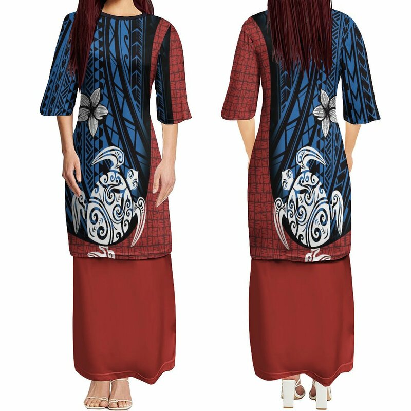 Letnie plemiona polinezyjskie projektują damskie w połowie rękawa strój wieczorowe stroje wieczorowe modne sukienki Pletasi tradycyjna sukienka samoańska