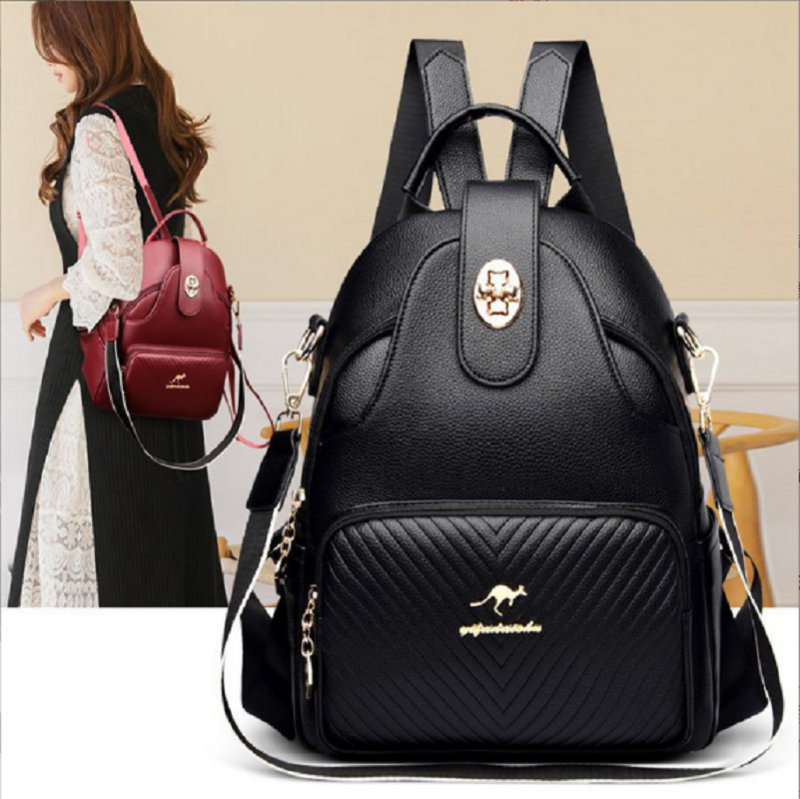 Hot Sale New Fashion Luxury Women Backpack Soft Leather Shoulder Bags for Teenage Girls School Bag Large Capacity Travel Bagpack