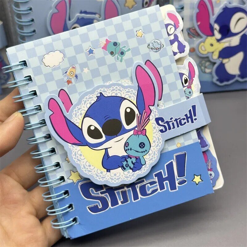 Zufällige 1 Stück neue Disney Stitch Kinder geschenk kreative Cartoon Student Briefpapier tragbare Spule Notizbuch mit Kugelschreiber Set
