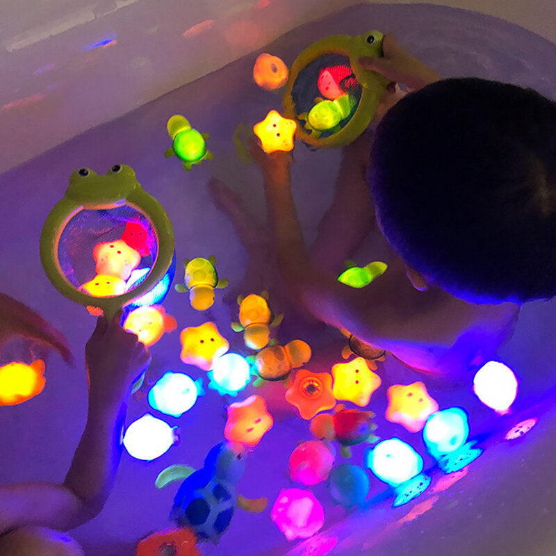 Cute Induction Luminous Animal Bath Toys, Baby Bathtub, Colorful LED Lighting Toys, impermeável para criança, infant Boys and Girls Gift