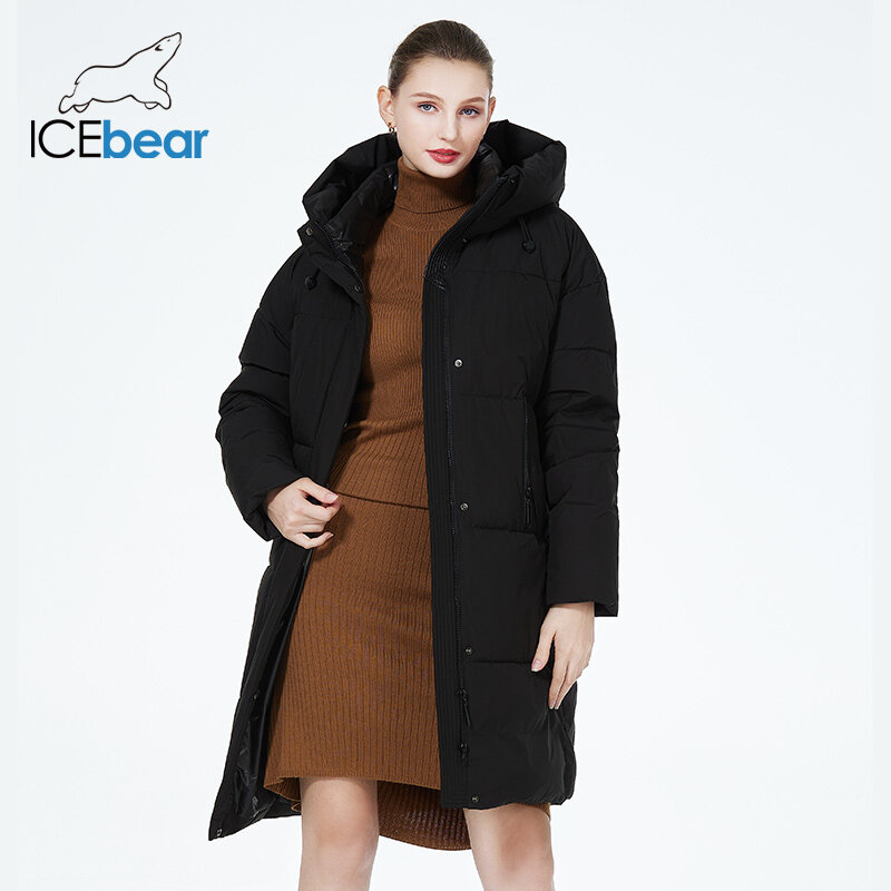 ICEbear-Jaqueta acolchoada de algodão à prova de vento para mulheres, casaco longo casual, parka feminina, inverno, 2023, 2023