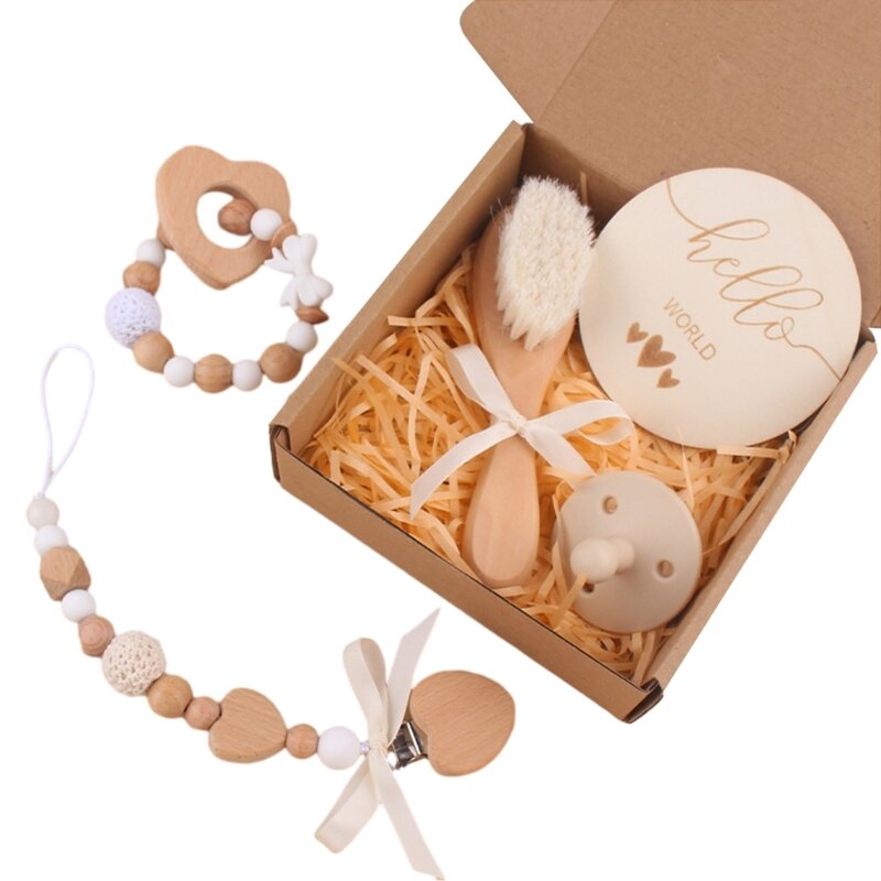 Zahnen Schnuller Halter Set Säugling Zahnen Spielzeug & Schnuller Clip Paket Neugeborenen Beißring mit Nippel Karte set 5