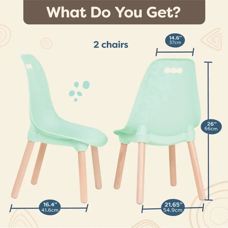 Sedie per bambini 2 sedie gambe in legno-mobili per bambini-Set di sedie-3 anni +