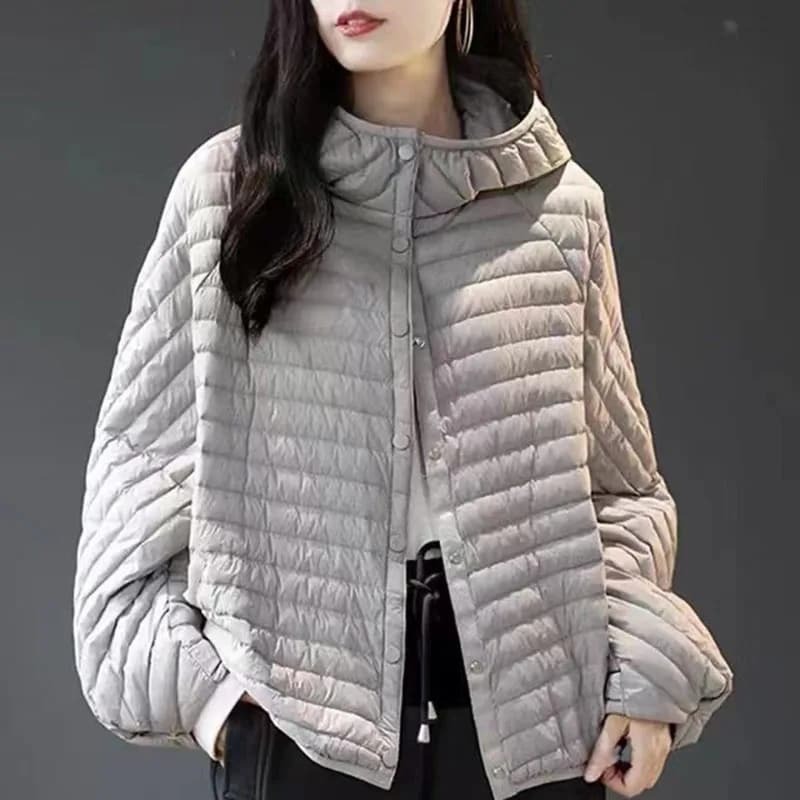 2024 nowa jesienna zimowa kurtka damska lekka puchowa z kapturem, bawełniana kurtka luźna, ciepła odzież wierzchnia