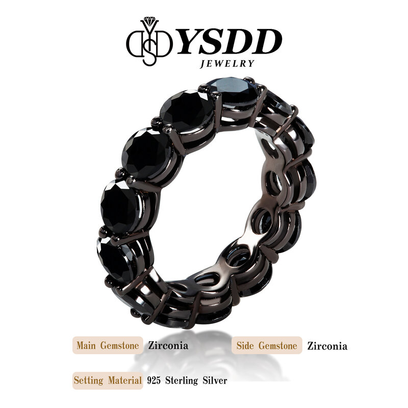 خاتم الزركون الأسود الفضي الإسترليني للنساء ، تصميم الأزياء ، تصميم المتخصصة ، الماس الأسود ، مجوهرات الصف المفتوح