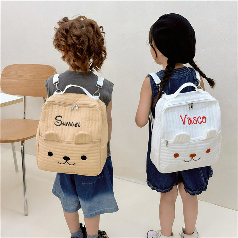 Niestandardowy haftowany plecak dla dzieci w przedszkolu spersonalizowana nazwa chłopców dziewcząt wychodzące lekkie torby na przekąski