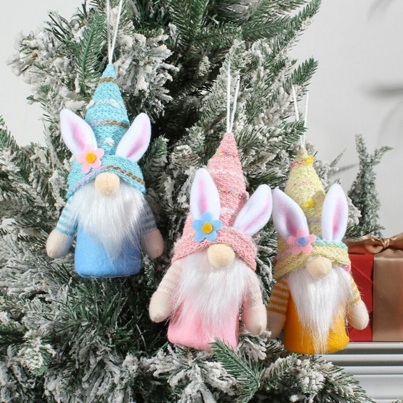 Muñeca de Gnomo brillante de Pascua, muñeco hecho a mano, gnomo sin rostro, Rudolph LED, orejas de conejo, decoración del hogar