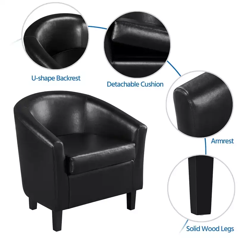 Акцентное кресло с кожаным поролоновым каучуком, деревянное мягкое кресло, акцентное кресло