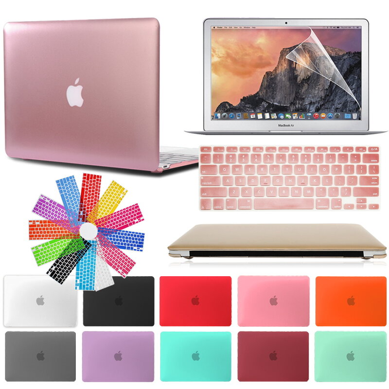 Untuk Apple Macbook Air 13/11 Inci/MacBook Pro 13/16/15 Inci Casing Pelindung Laptop Cangkang Keras + Penutup Keyboard + Pelindung Layar