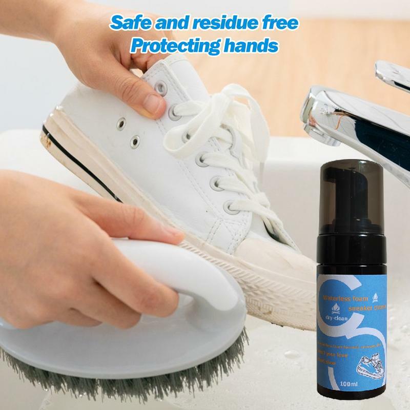 Shoe Cleaner For White Sneakers Rinse-Free Sneaker Cleaner & Stain Remover 100ml Shoe Whitener Shoe Care For Work On Most Shoes