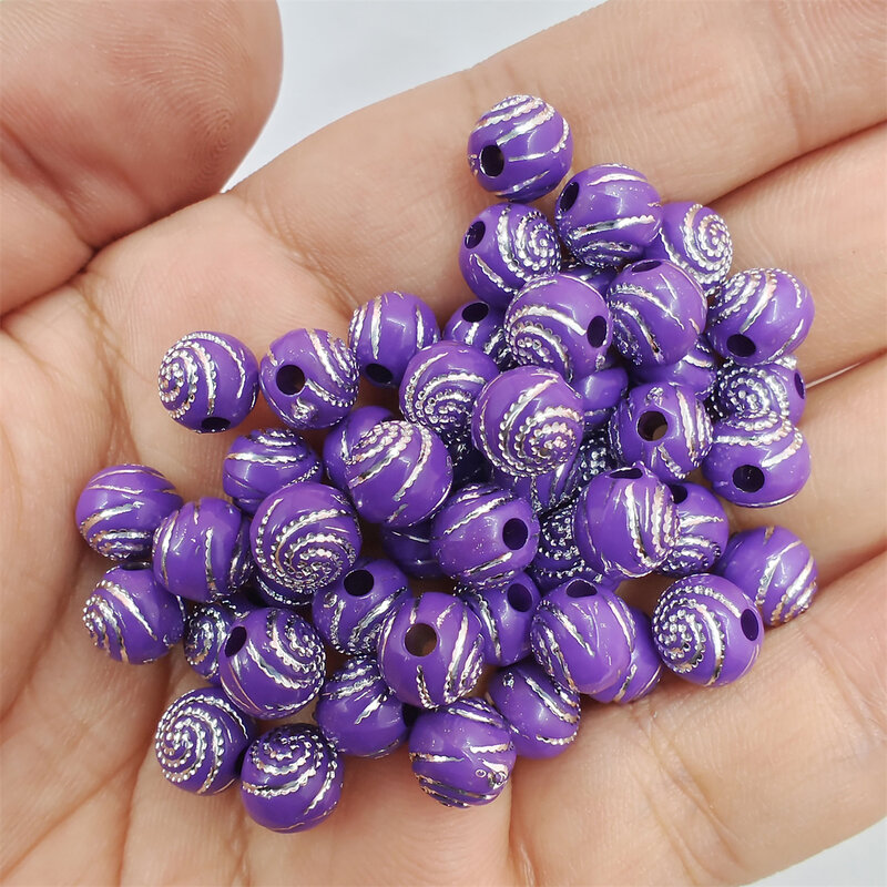 50Pcs 8mm Multicolor Spiral Round Loose Beads For Jewelry Making DIY Pendant Necklace Keychain Fashion Material Wholesale
