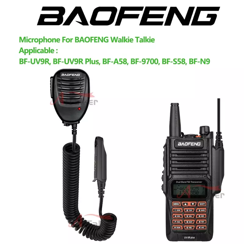 Baofeng-UV 9R Plus Walkie Talkie, microfone alto-falante, rádio bidirecional, microfone de alto-falante PTT à prova d'água para UV9R Plus Pro BF A58 BF 9700
