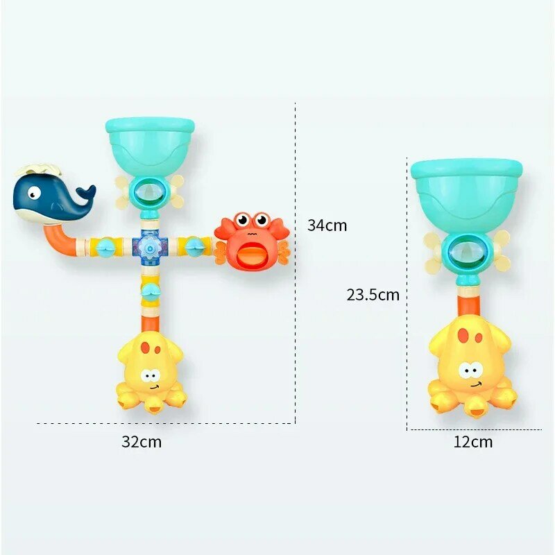 Mainan mandi bayi keran permainan air Shower Waterwheel Dabbling bak air mainan semprot untuk anak-anak hewan kamar mandi mainan renang musim panas