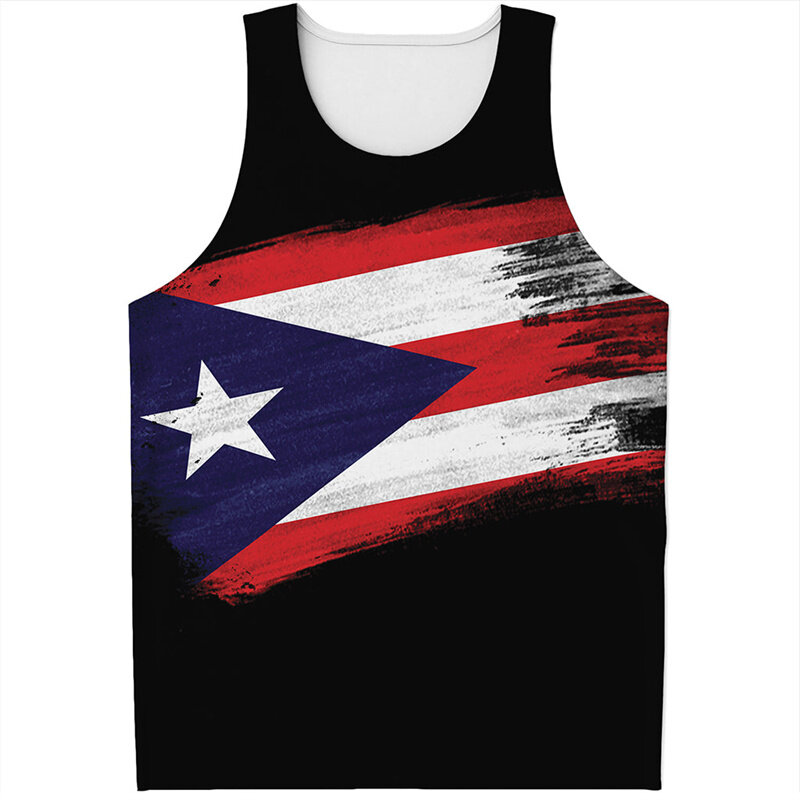 Flag Of Puerto Rico 3D Printed Tank Top For Men Kids Summer Casual Sleeveless Shirts Streetwear Oversized Tops Tee Shirt