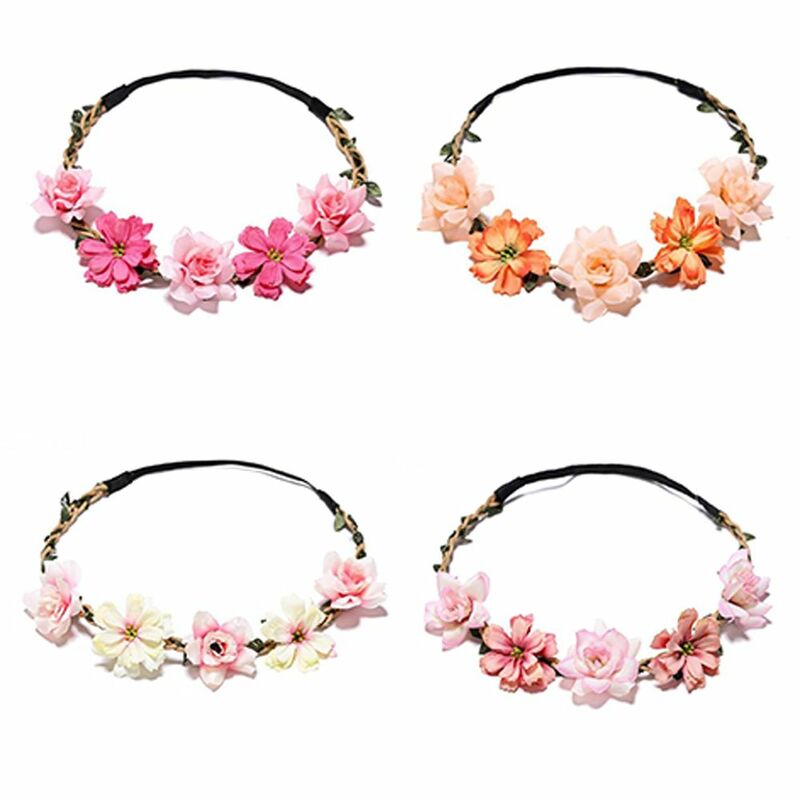 Color Mixing Garland Headdress Five Flower Wreath Beach Wedding Accessories Floral Wreaths Girl New Hair Flower Headband Garland