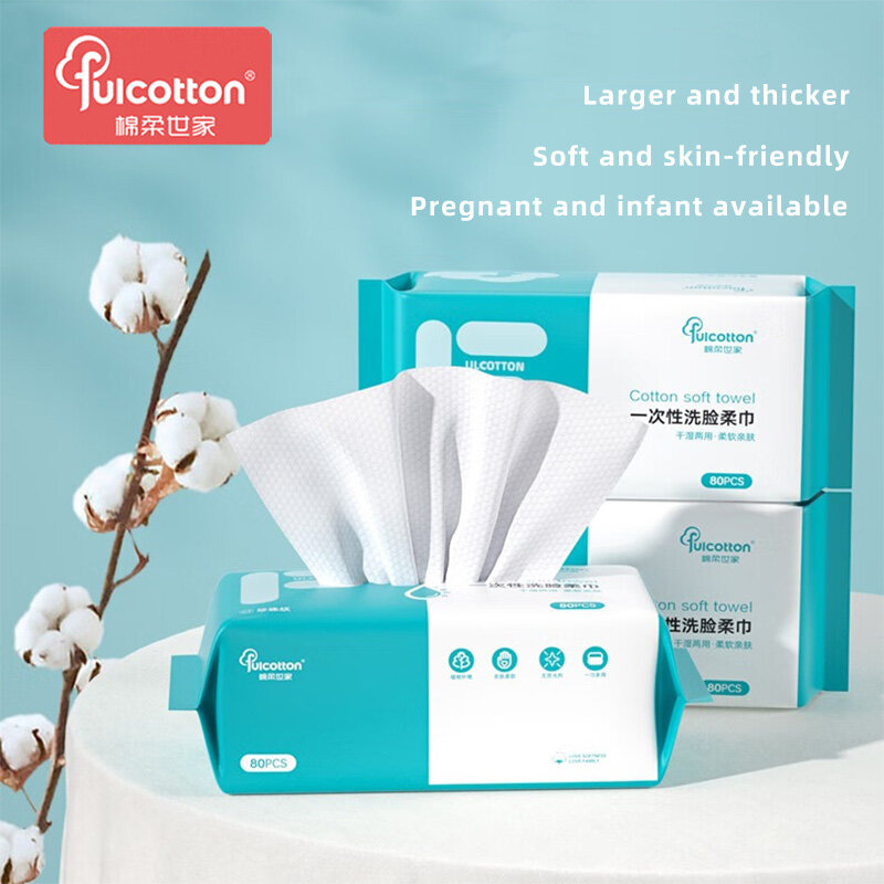 FulCotton-Toalla de algodón agrandada para bebé, toalla gruesa desechable para lavado de cara