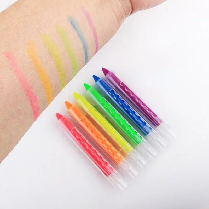 1กล่องล้างทำความสะอาดได้ Art Body แต่งหน้าสี Rainbow Art Tattoo Paint สำหรับ Face Paint สีเด็กสีปากกาของขวัญ Party