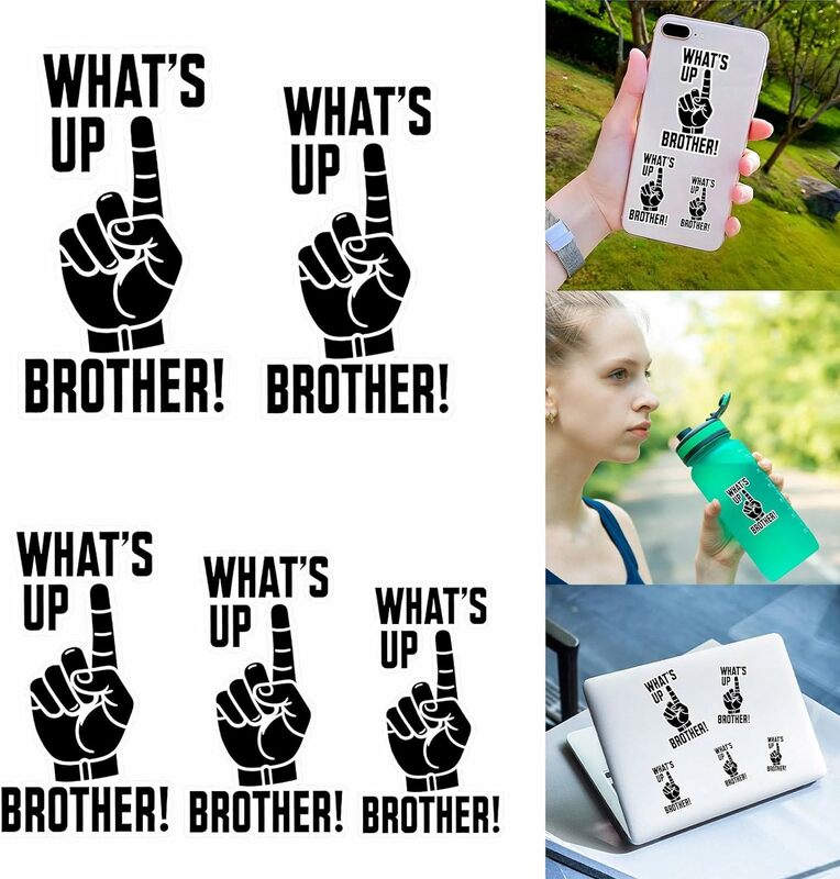 5 шт. наклеек на наушники Whats up Brother наклейка на стакан, кружку, чашку, ноутбук, телефоны, шлемы, твердые шляпы и автомобиль