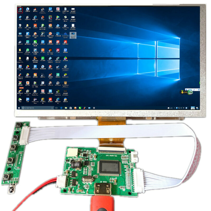 Écran LCD TFT de 9 pouces 1024x600, moniteur avec carte de commande de pilote, Compatible avec HDMI pour Lattepanda,Raspberry Pi Banana Pi