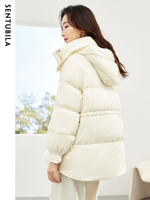 Sentrubila-Doudoune à capuche en duvet de canard pour femme, manteau chaud coupe-vent, optique classique, mode hiver, 2023, W34Y50683