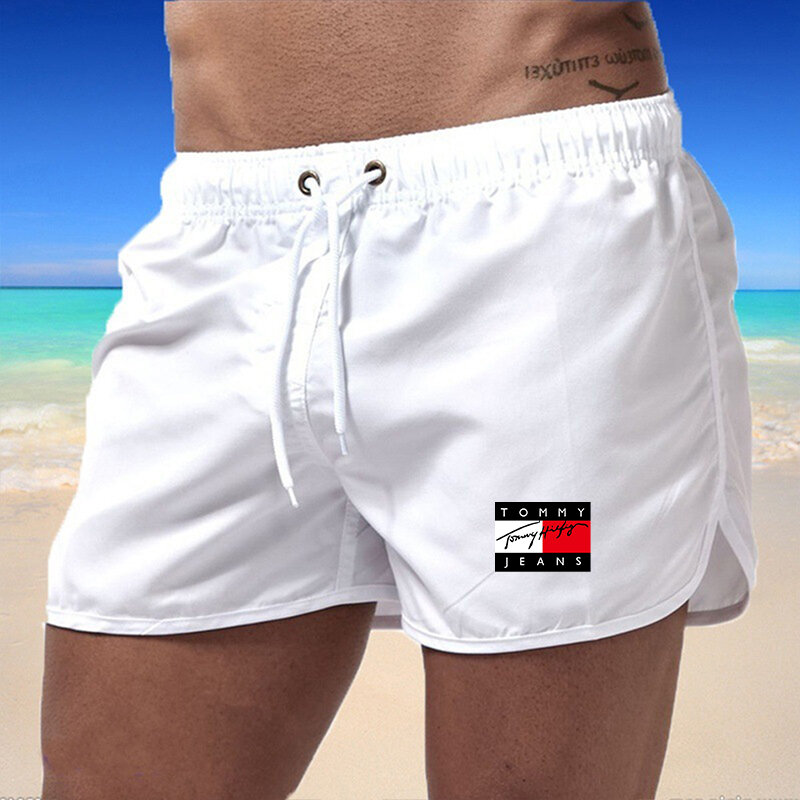 Shorts de praia de luxo masculino, shorts de corrida esportiva fitness, novo, verão