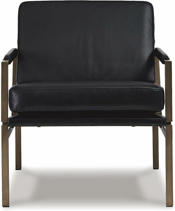 Signature Design autorstwa Ashley Puckman Nowoczesne skórzane krzesło z akcentem z połowy stulecia, czarne