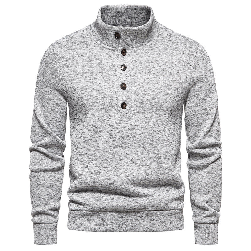 Męskie zimowe 1/4 sweter z guzikami 2023 markowe nowy, ze stójką swetry męskie stylowe codzienne miękkie ciepły golf swetry Homme