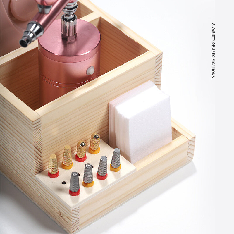 Nail Drill Machine Bits Wooden Holder for Nail Training Nail Art Accessories DIY Manicure Tools Box Display Box