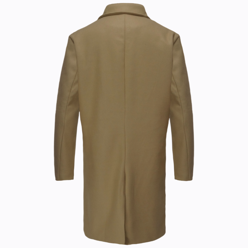 Casaco de trincheira monocromático masculino, jaqueta longa, desgaste do escritório, tipo gola, moda casual, boa qualidade