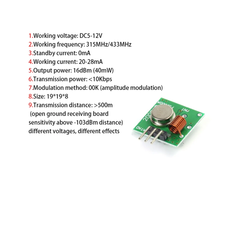 10Set 433M Super Regenerative Module Wireless Transmitter Module Burglar Alarm Transmitter Receiver 433 Frequency