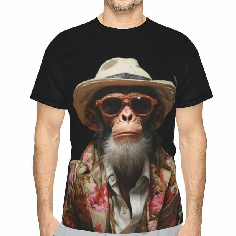 Camiseta de Mono para hombre, Top de manga corta con estampado Animal en 3D, ropa informal de calle, talla grande, Y2K, 2024