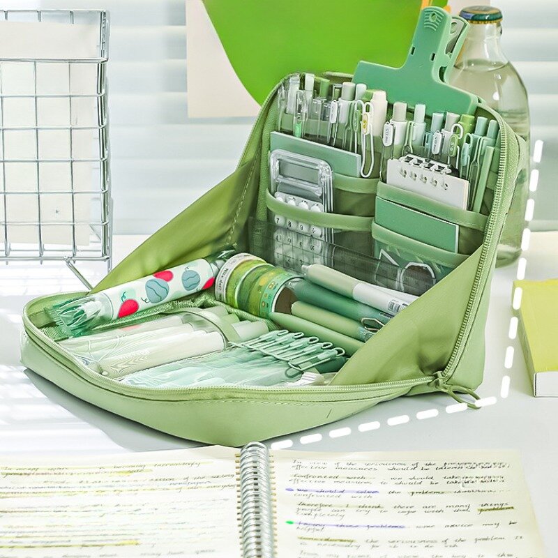 12 lapisan tas pensil estetika kotak sekolah kapasitas besar perlengkapan alat tulis pena kasus ritsleting kantong pensil perlengkapan sekolah