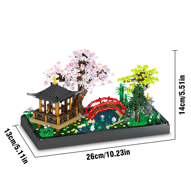 บล็อกสวนขนาดเล็กแบบทำมือรูปดอกสนสำหรับพืชกระถาง3D อิฐก่อสร้างของเล่นตกแต่งบ้านของขวัญของเล่นสำหรับเด็ก