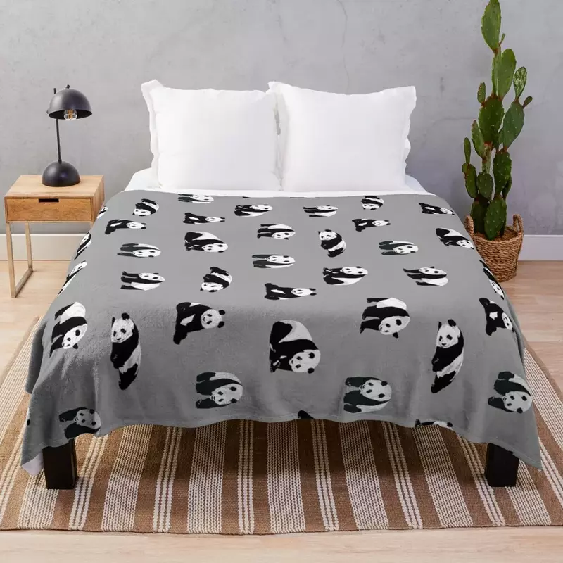 Pandas on Grey Throw coperta divano trapunta coperte di lusso