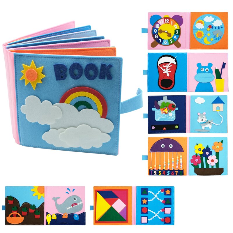 Livro de pano lavável para crianças, Livro de História 3D, Montessori Busy Board, Conhecimento Desenvolver, Aprendizagem Precoce, Hábitos Educacionais, Dropshipping