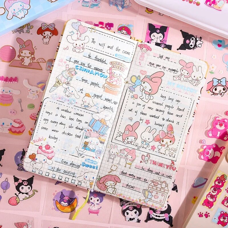 100 Sheets Cute Cartoon Journal Sticker Gift Box PET Kawaii Stationery Scrapbooking Decoration Material Diary Phone Stickers DIY